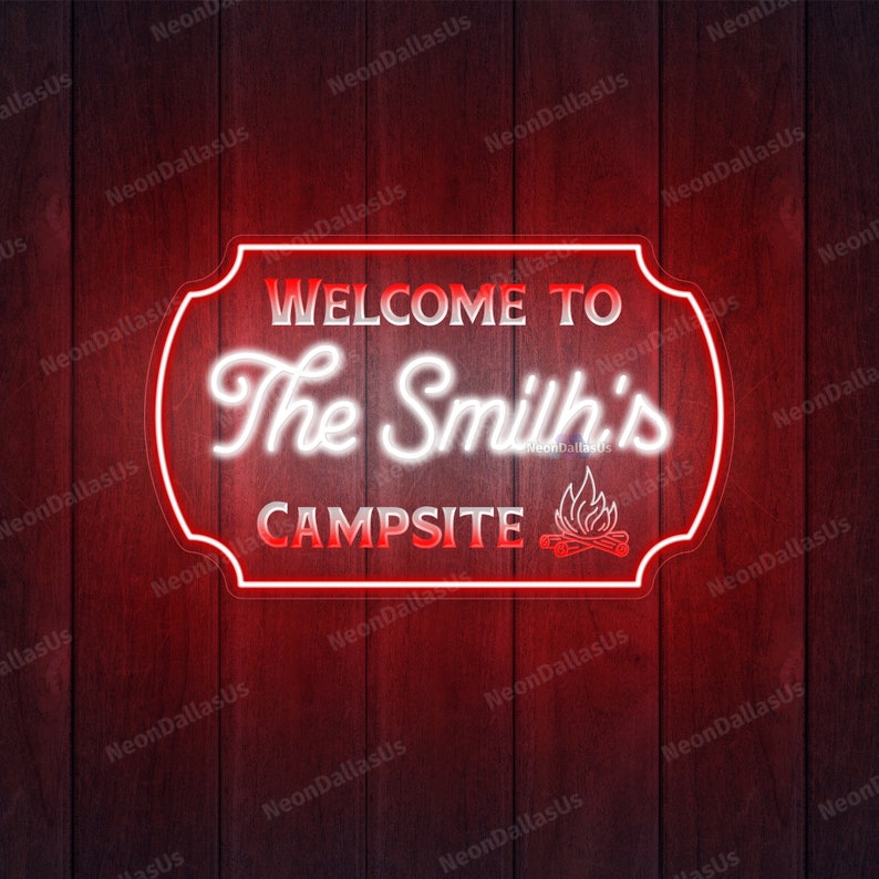 Campsite Neon Sign Custom Camping Sign Welcome to Campsite Personalized ...