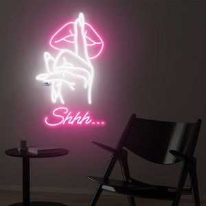 YYUAN "Shhh" Neon Sign For Wall Decor - USB Powered LED Acrylic Light For Bedroom, Office, Library - View #8