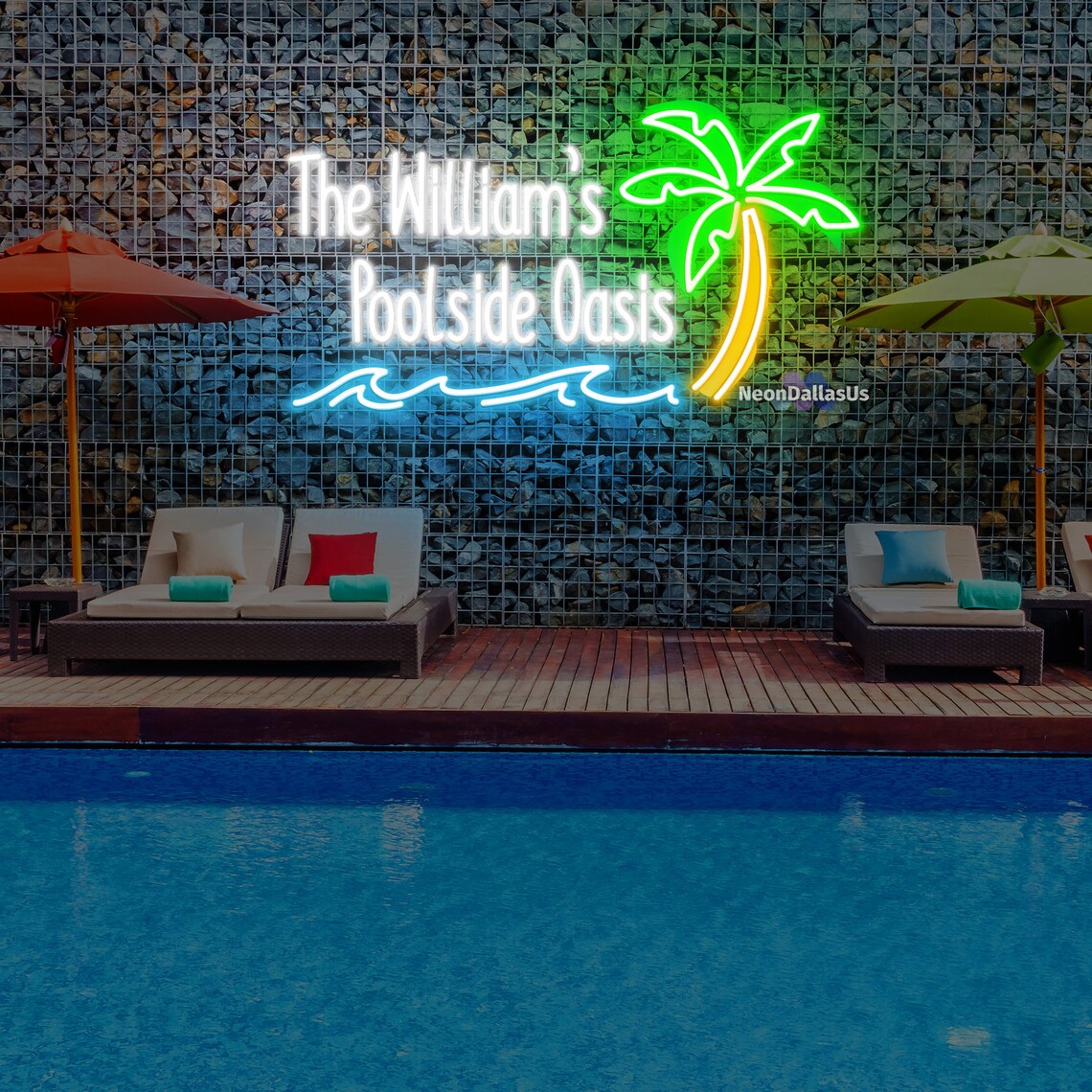Poolside Sign Custom Neon LED Sign Pool Bar Decor Customized Etsy