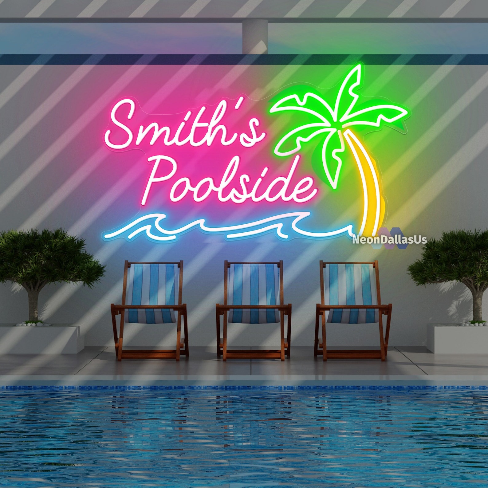 Poolside Sign Custom Neon LED Sign Pool Bar Decor Customized Etsy