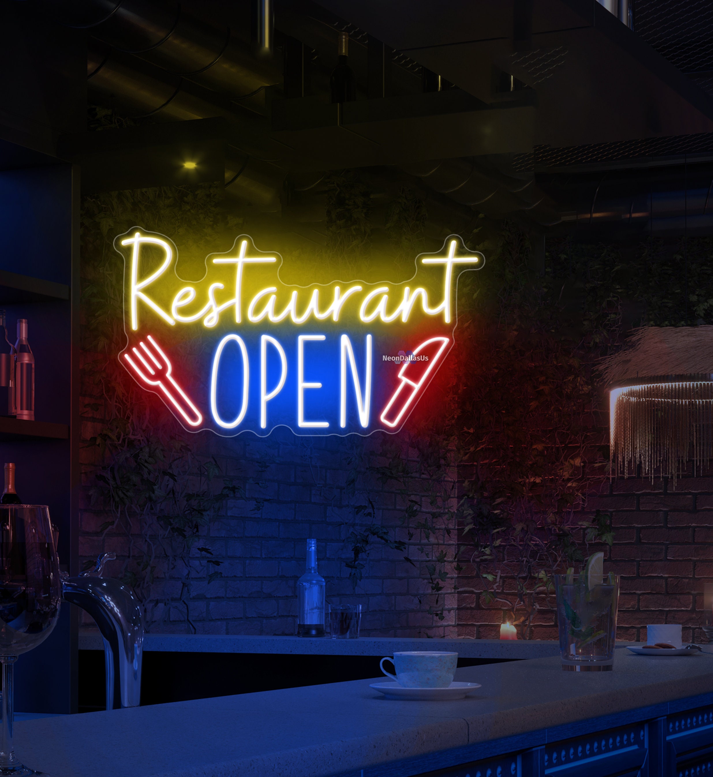 ネオンサイン　ネオン管　restaurant　看板　照明　飲食店　レストラン ネオンサインネオン管restaurant看板照明飲食店レストラン
