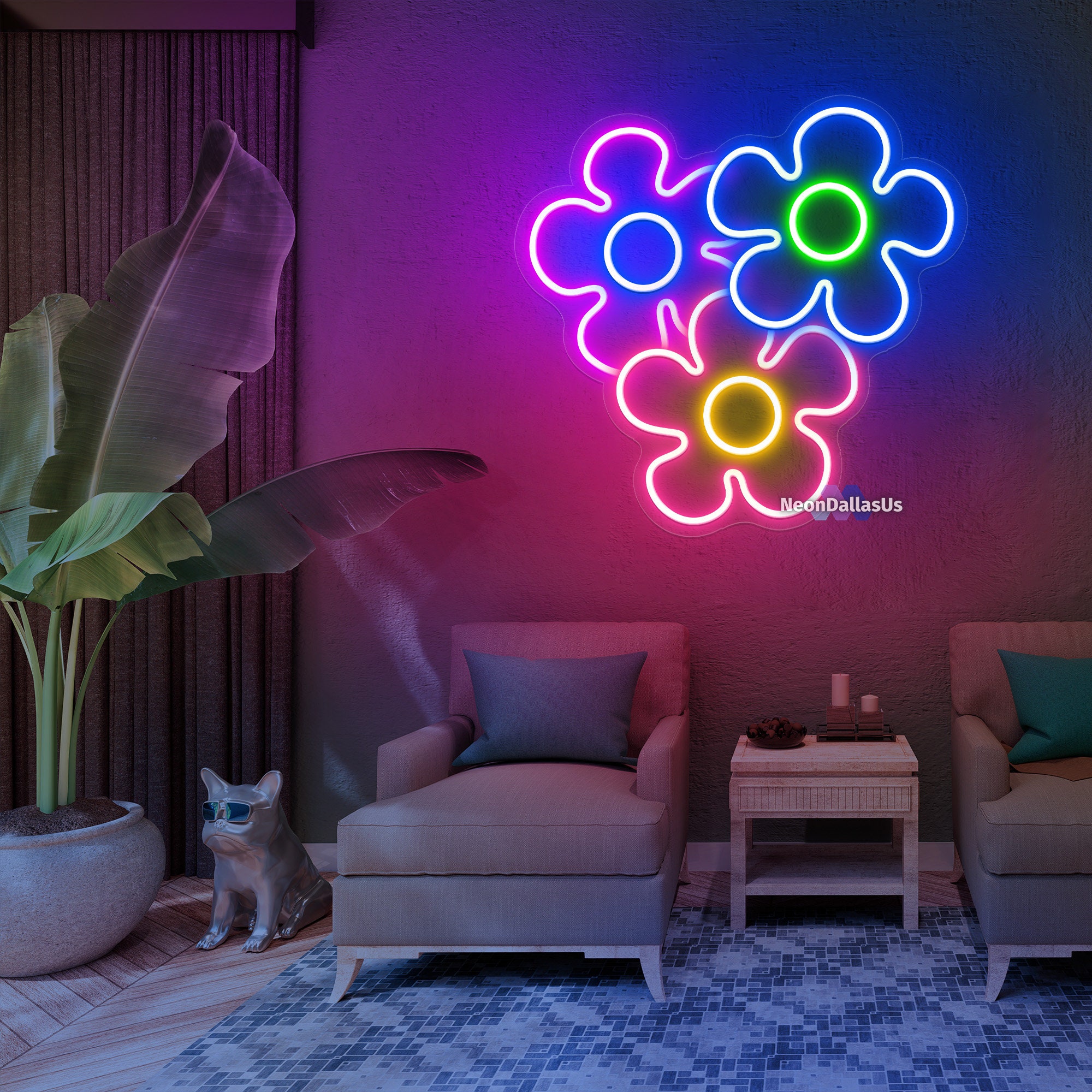 Custom Flower Neon Sign Popping Flower Sign Y2K Wall Wart Kid Room ...