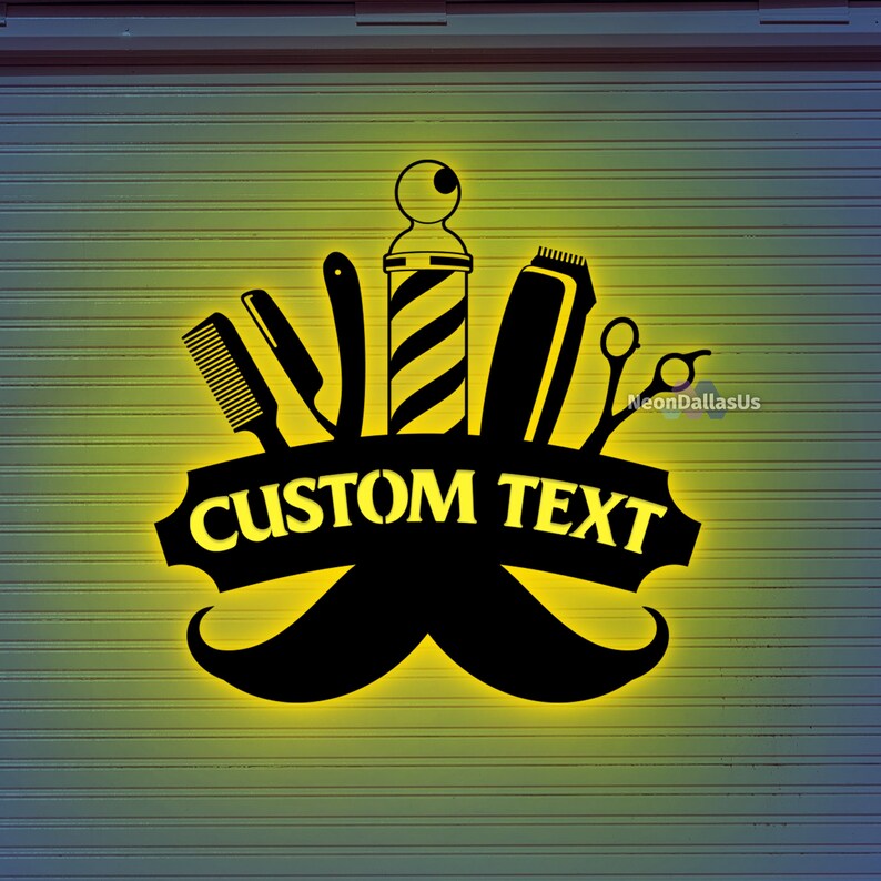 Barber Shop Metal Sign Custom Barber Shop Name Metal Lights Barber Shop ...