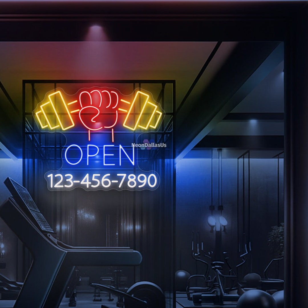 Gym Open Neon Sign Open Neon Sign Custom Gym Open Led Lights Gym Wall