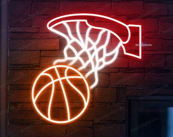 Logo LED Basketball Personnalisé Avec Miroir - Décoration Murale Néon Avec Nom Et Numéro, Cadeau Pour Enfant Fan De Sport - 4