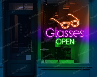 Buy Glasses Neon Sign Glasses Open LED Sign Eyewear LED Light