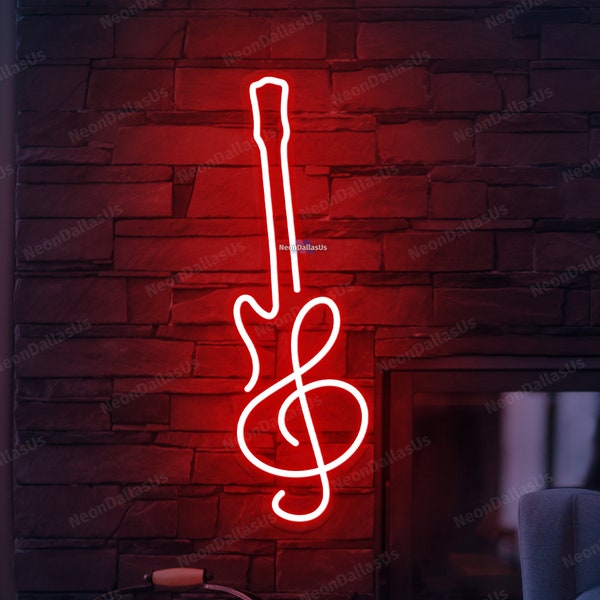 Guitar Neon Sign Guitar LED Lights Guitar Sign Guitar Gifts Music Neon Sign Music Room Decors Guitar Shop Wall Art Custom Guitar Wall Decors