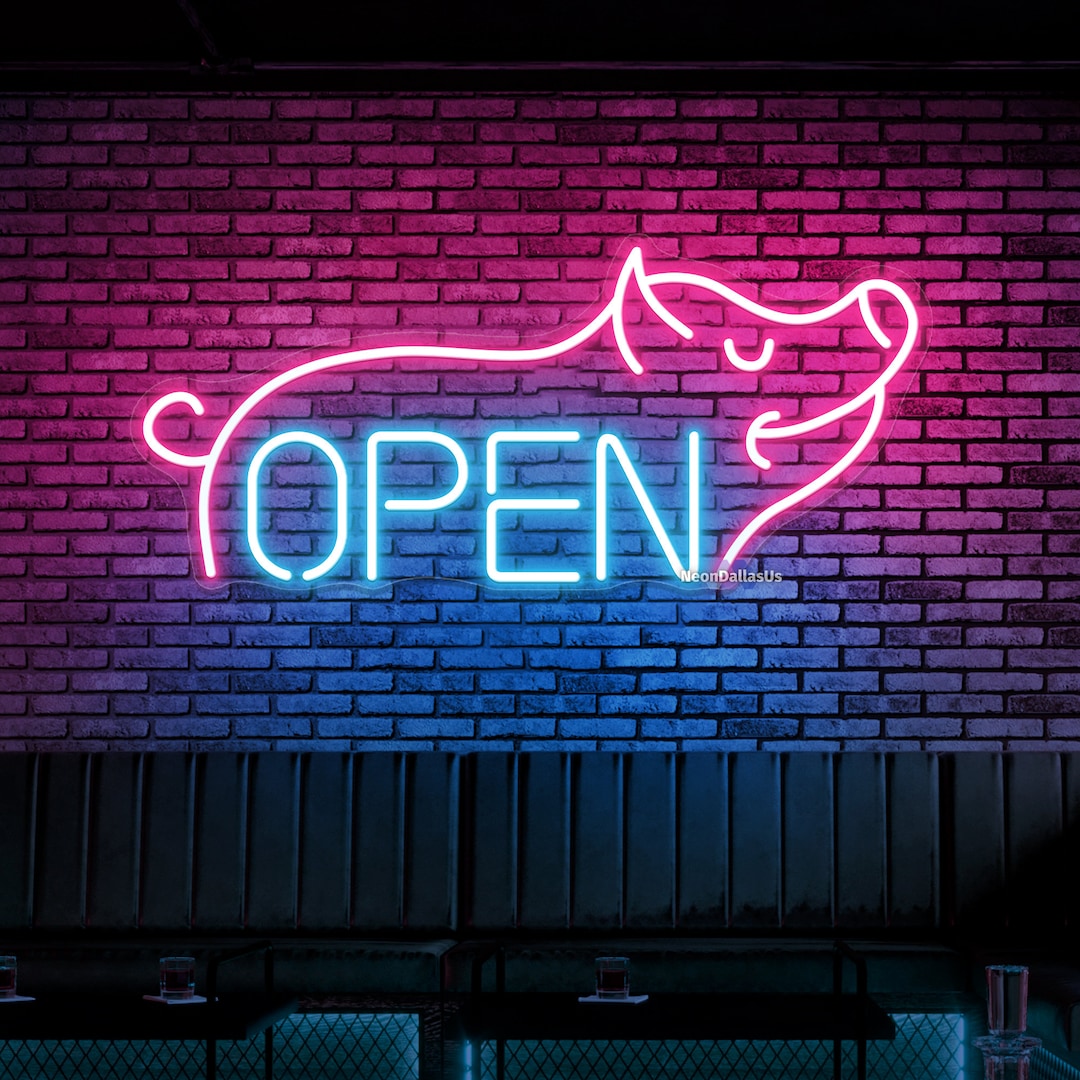 Pig Open Neon Sign Pig Light Sign Open Led Light Sweet Pig Lights