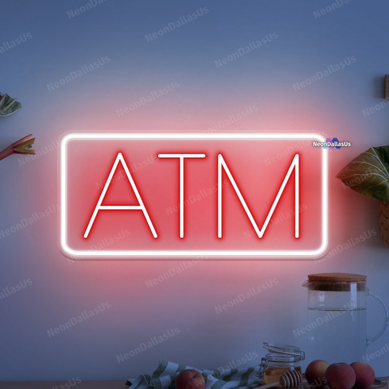 ATM Neon Sign ATM Led Neon Lights ATM Cash Here Shop Sign Atm Cash Sign ...