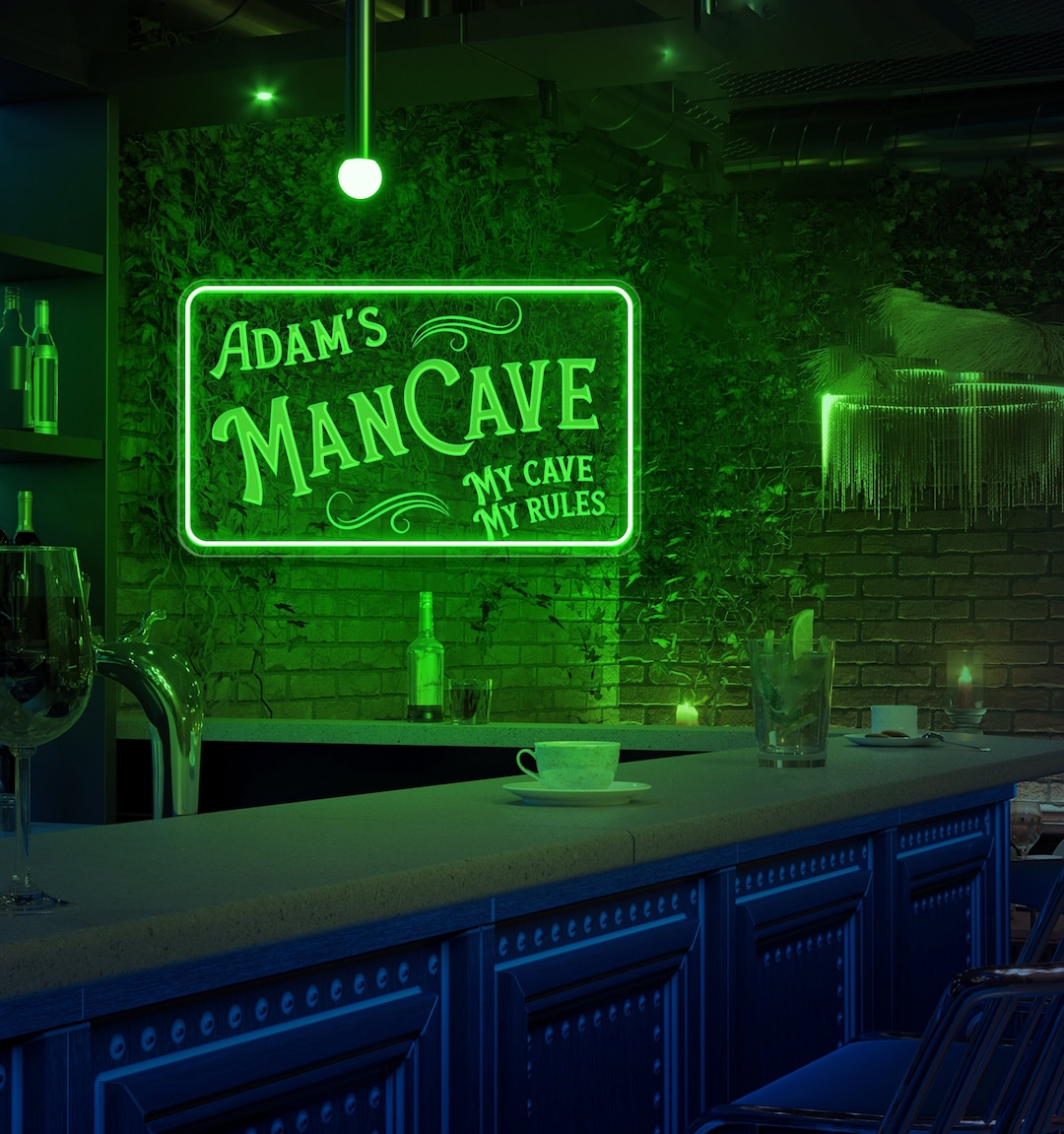 Fathers Day Gift Personalized Man Cave Sign Man Cave LED Light Custom ...