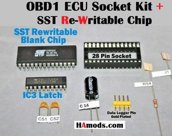 Honda Obd1 volledige socketkit + roestvrijstalen herschrijfbare chip voor P28, P30, P72, P06, P05 P75, P61, P91, EF, EK,EG, DC2, EF9 rechthoek ecu