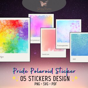 Pride Polaroid autocollants Bundle, Pride svg, Polaroid svg, svg arc-en-ciel, LGBT svg, Gay Pride svg, Gay svg, Fichier numérique