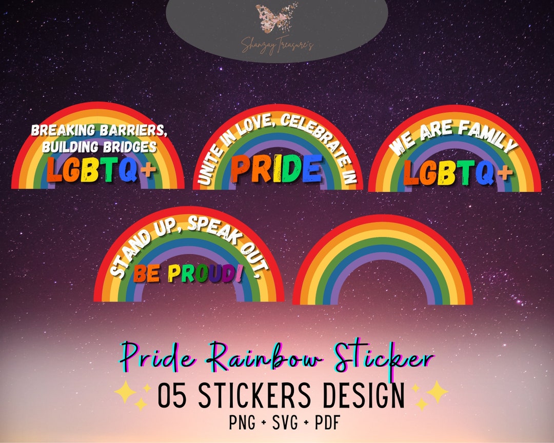 Pride Rainbow Stickers Bundle, Pride Svg, Gay Pride Svg, Rainbow Svg