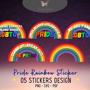 Pride Rainbow Stickers Bundle, Pride Svg, Gay Pride Svg, Rainbow Svg, Autocollants LGBTQ, lgbt cite svg, Téléchargement numérique,