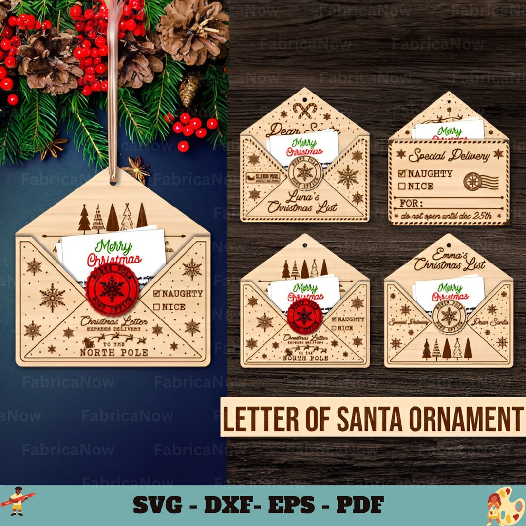 3d Letter to Santa Ornament SVG Laser Cut File Envelope to - Etsy