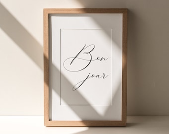 Bonjour Art Print, Parisian Decor, Line Art Print, Downloadable Prints, Minimalistic Art Prints, Printable Wall Art, Digital Download Art