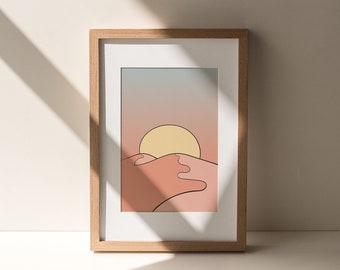 Desert Landscape Wall Art Print, Boho Wall Art, Desert Wall Art Prints, Downloadable Prints, Minimalistic Art, Digital Download Art