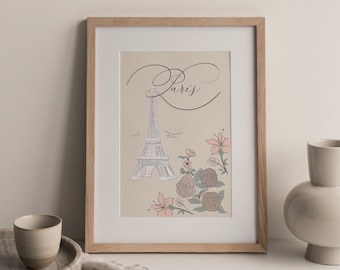 Paris Art Print, Parisian Decor, Botanical Print, Downloadable Prints, Minimalistic Art Prints, Printable Wall Art, Digital Download Art