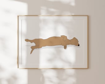 Minimalist Blonde Dachshund Wall Art Print: Sausage Dog Digital Download