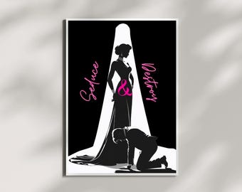 Seduce & Destroy Poster | Dominant Woman Poster | Bold Glam Pop Art Wall Decor