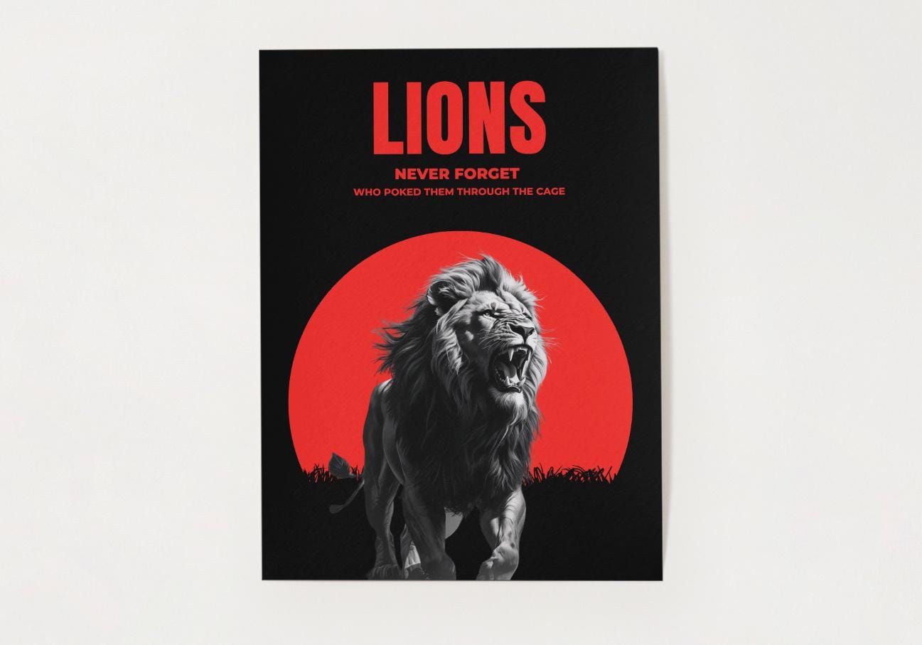 Lion Motivational Poster: Black and Red Alpha Mindset Art (Digital Download)