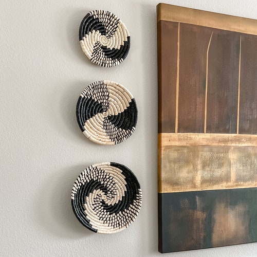 Black and Tan African Basket Wall Decor Wicker Wall Art Set Etsy
