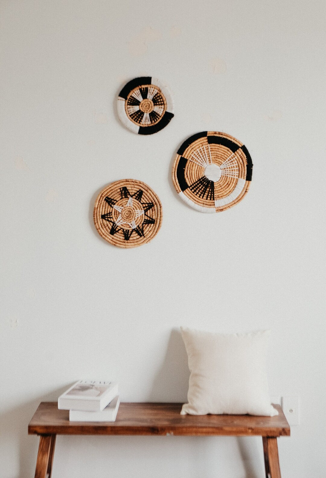 Set of 3 Basket Wall Decor Hanger Wall Art Handmade Wall Etsy