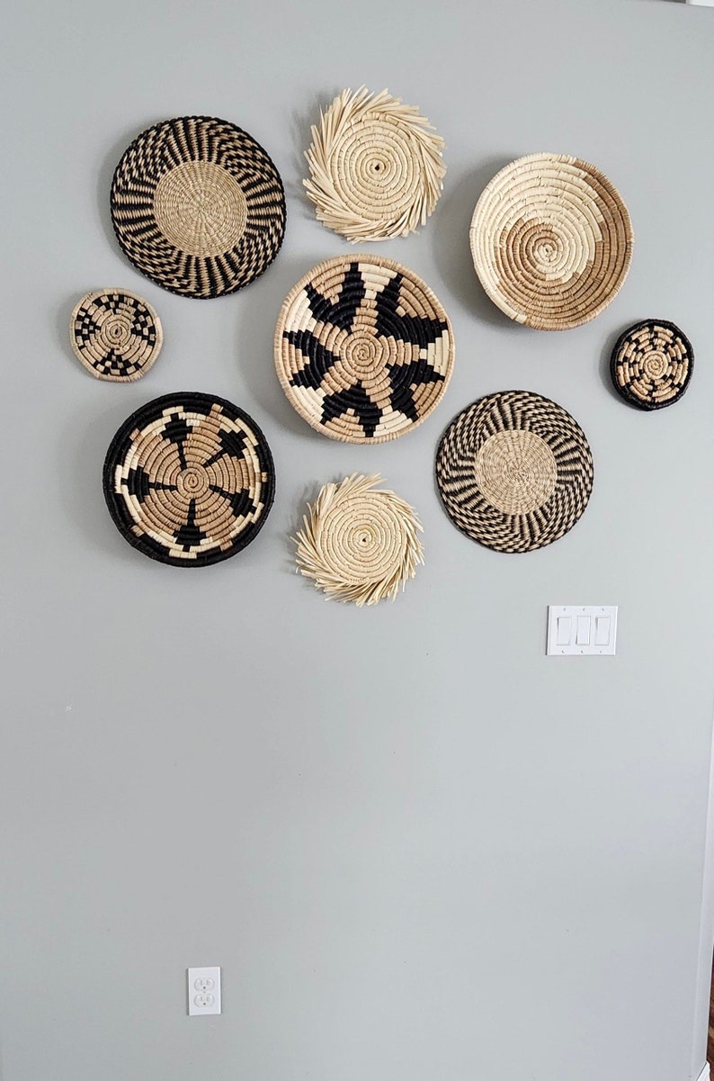 Set of 9 Basket Wall Decor African Wall Basket Boho Wall Etsy