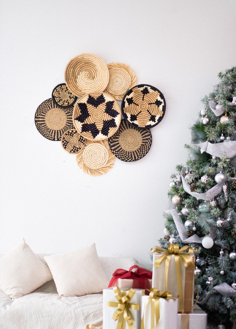 Set of 9 Basket Wall Decor African Wall Basket Boho Wall Etsy