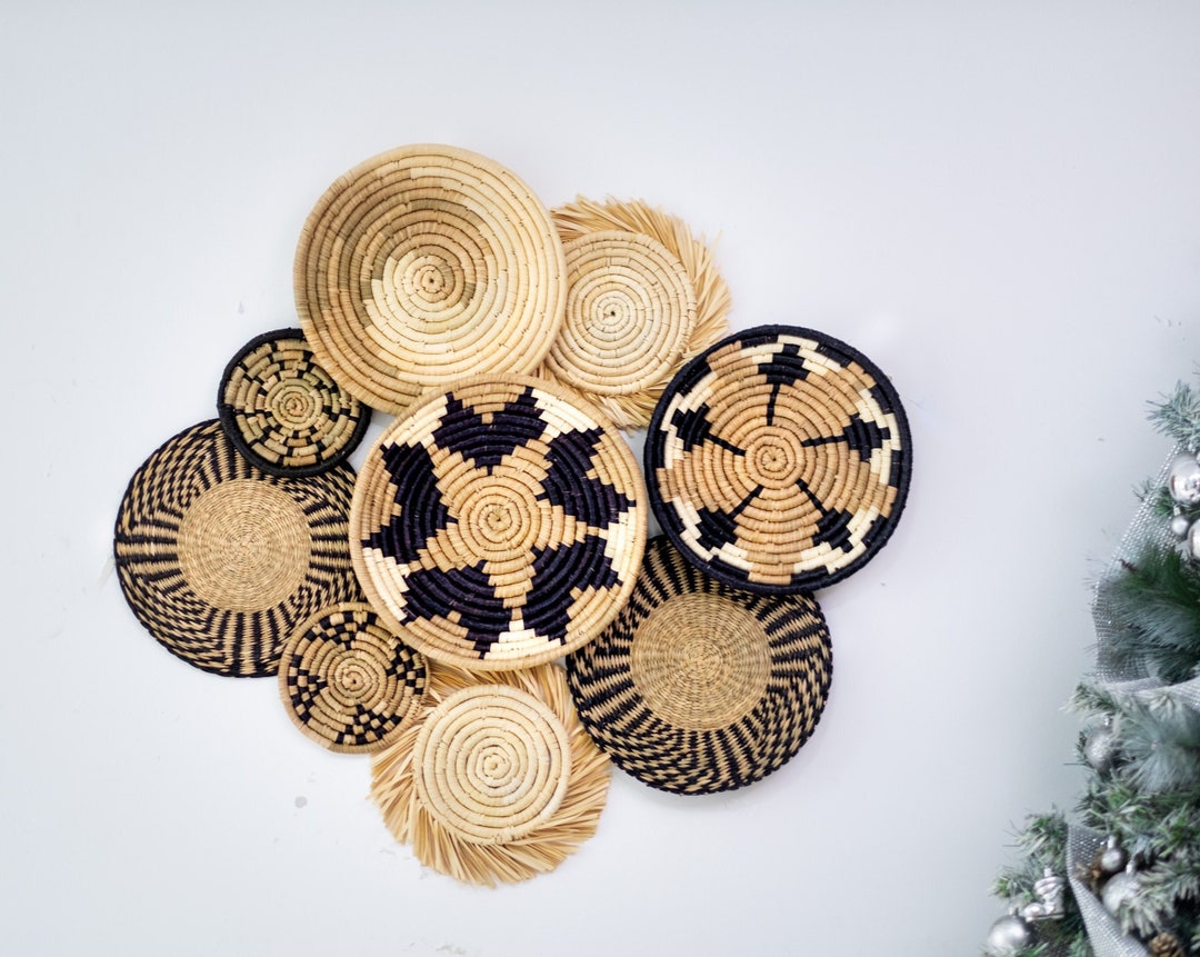 Set of 9 Basket Wall Decor African Wall Basket Boho Wall Etsy