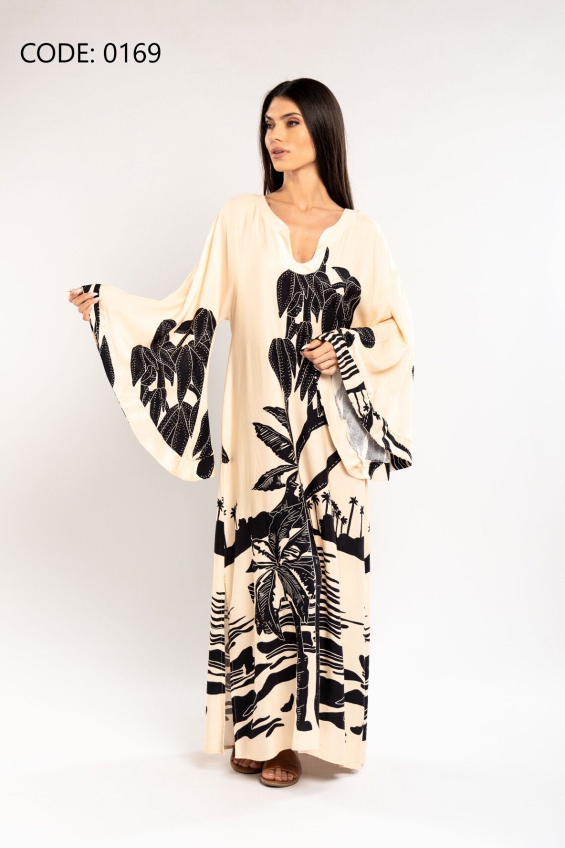Colorful Palm Tree Hawaiian Print Dress