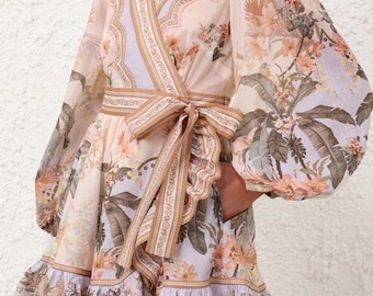 Bohemian  lux viscose designer dress Italy Greece Turkey Dubai Wylie mini drap dress