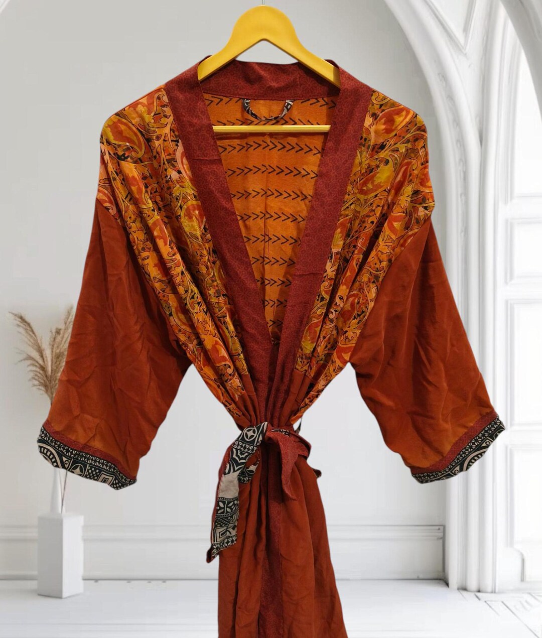 Luxury House Wear Summer Jacket Long Floral Bathing Gown Nightwear Robe ...