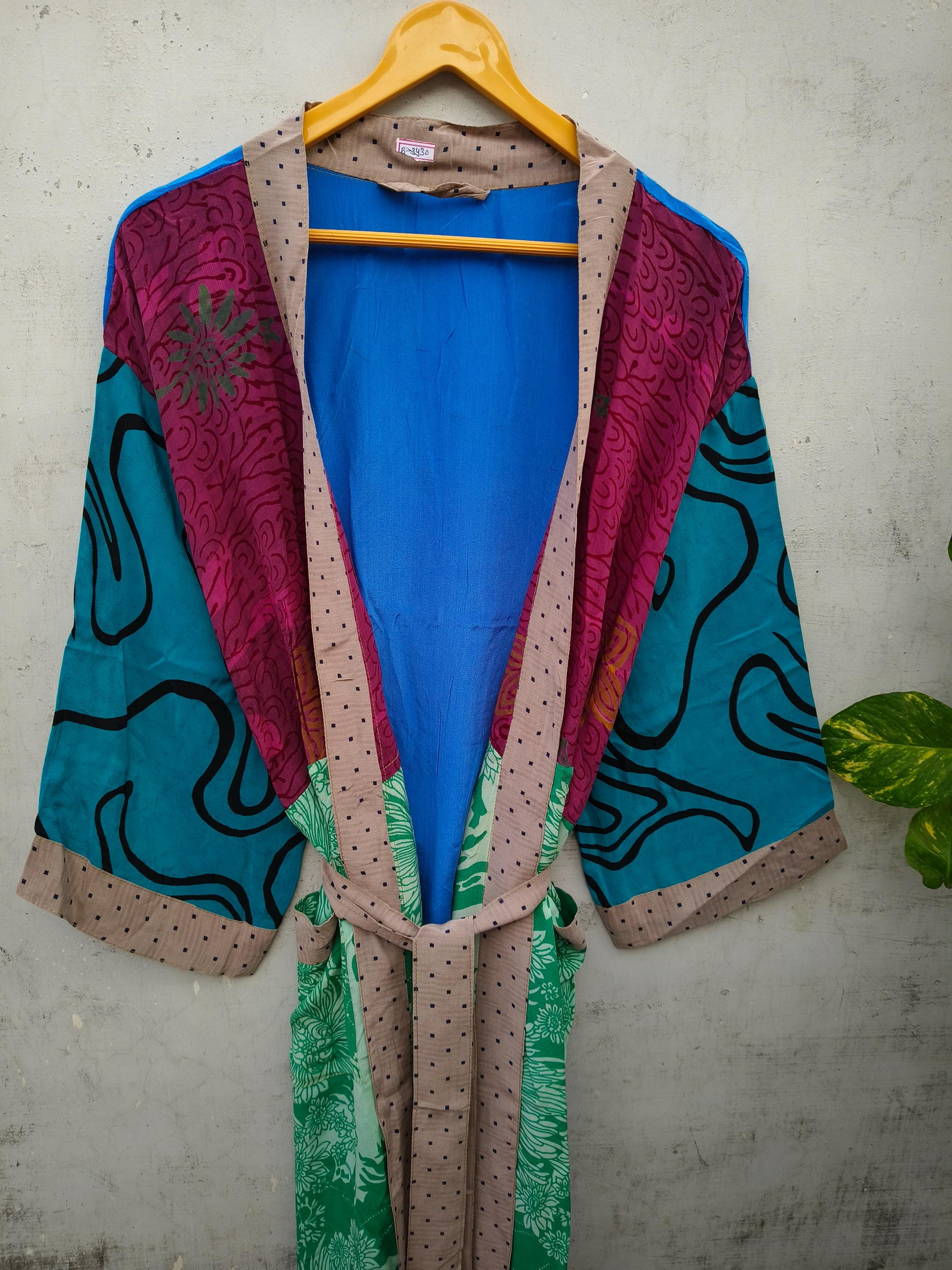 ガーデンシルクロング着物ローブ フローラルシルクサリー着物