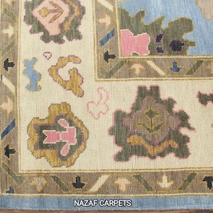 Modern Handmade Oushak Rug 8x10 Blue Oushak Turkish Hand Knotted Area Rugs 6x9 9x12 10x14