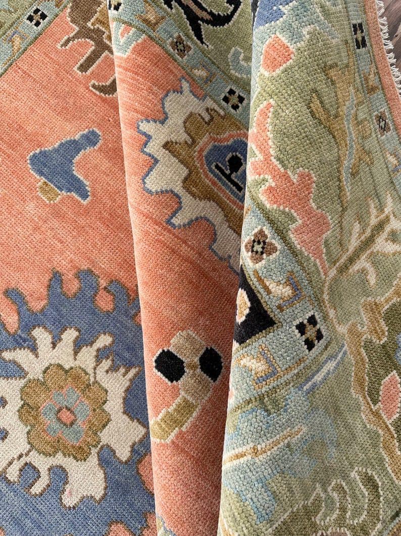 Oushak Style Turkish Knot Rug 10x14, 8x10, 9x12 Oushak Handmade Rugs ...