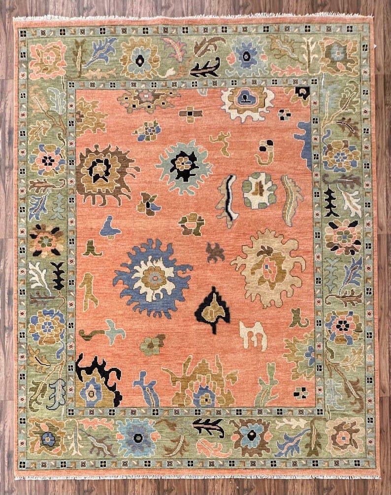Oushak Style Turkish Knot Rug 10x14, 8x10, 9x12 Oushak Handmade Rugs ...