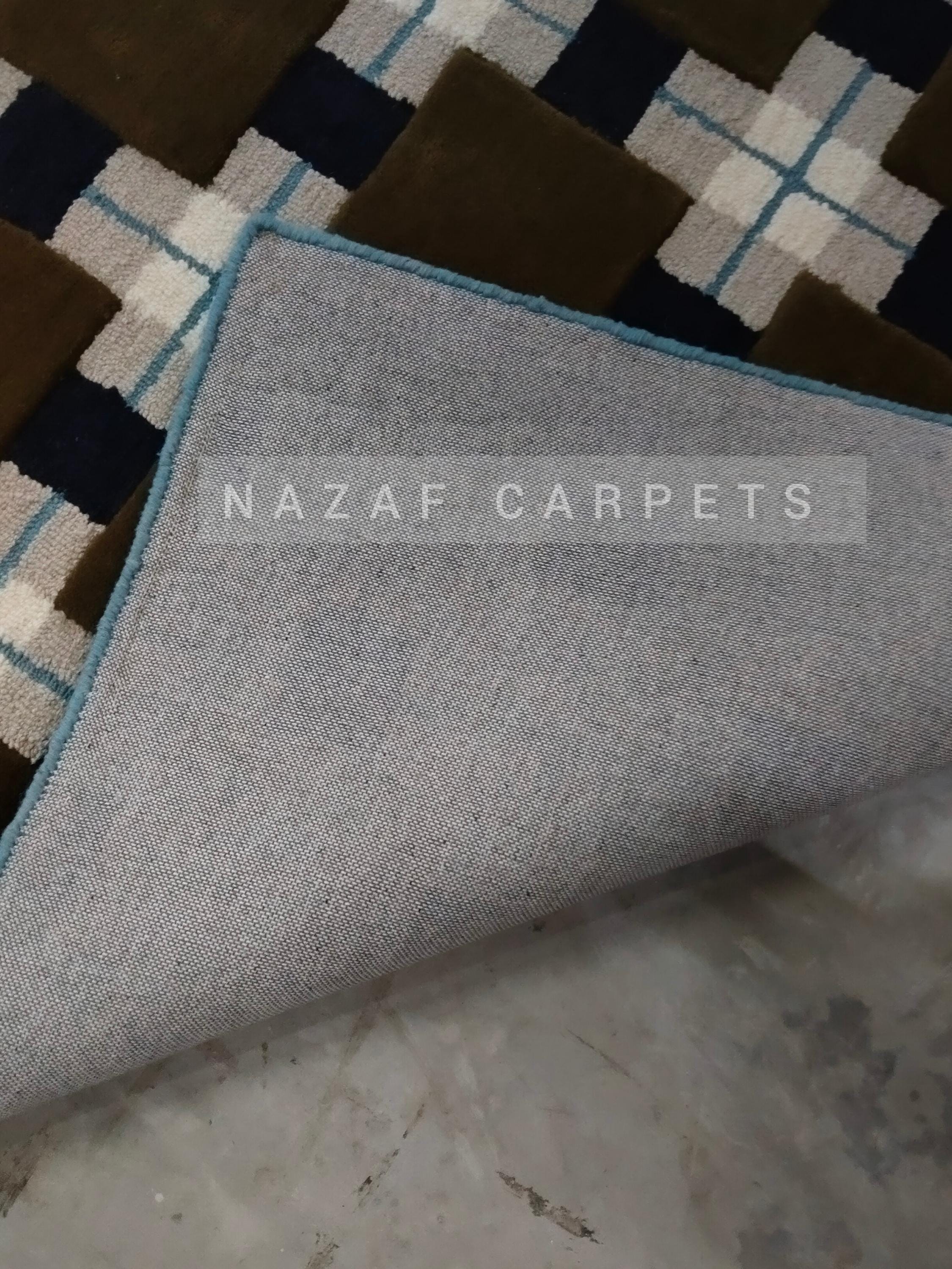 Blue Checked Rug Handmade Wool Checkered Rug | Brown & Blue Geometric Carpet - Etsy