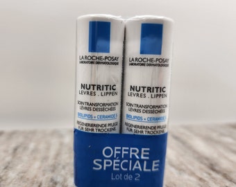 La Roche-Posay Nutritic Lip Balm for Very Dry Lips, Soothes and Repairs Chapped Lips with Shea Butter and Ceramides, 0.15 fl oz x 2