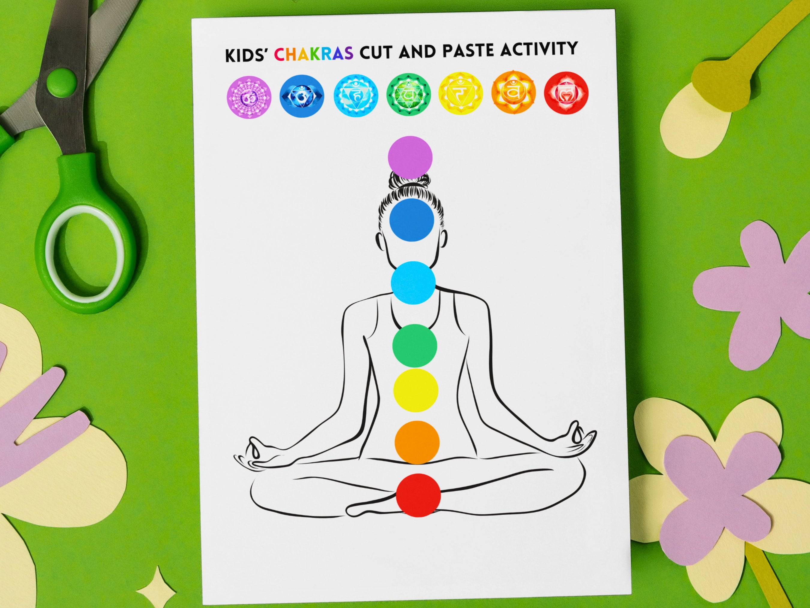 Chakra Cut and Paste Activity for Kids, Kids Activities Printable, Gift ...