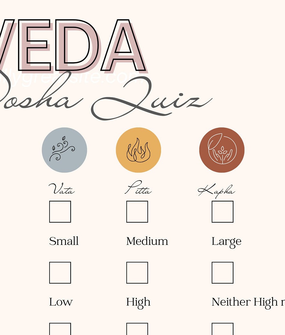 Ayurveda Dosha Quiz - Improve Your Health and Well-being, Printable for ...