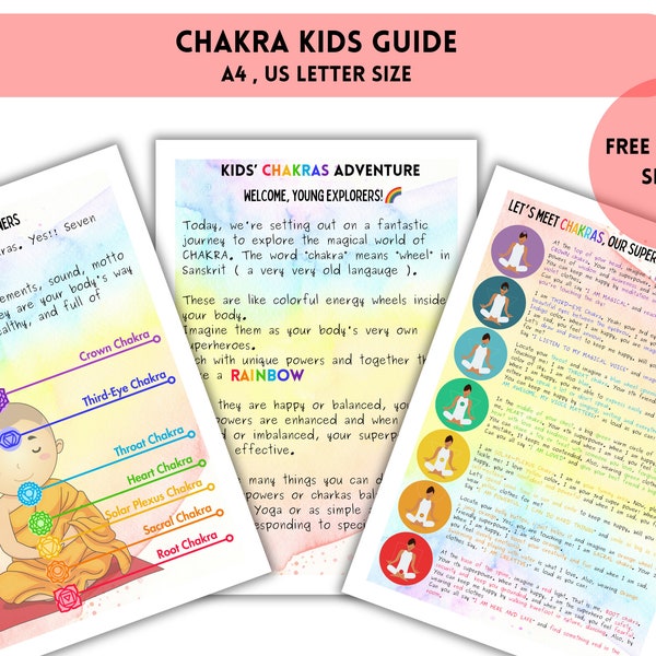 Chakra Guide for Kids | Chakra Cheat Sheet for Children | Kids Chakra Card Set | Coloring Page | Kids Activity | Digital Download