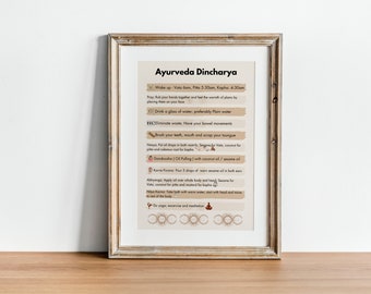 Ayurveda Dincharya Poster, Holistic Living, Yoga Art (Digital Art)