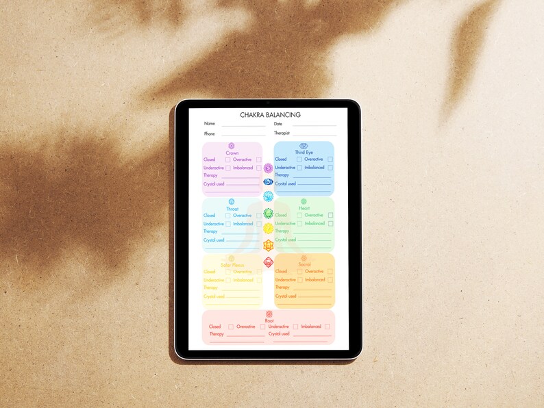 Chakra Clientform Chakra Balancing Client Intake Form PDF, Free Chakra Poster, Reiki ...