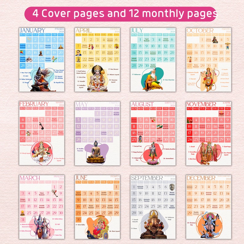 2025 Hindu Calendar With All Hindu Festival Dates, Lunar Phases, Lunar