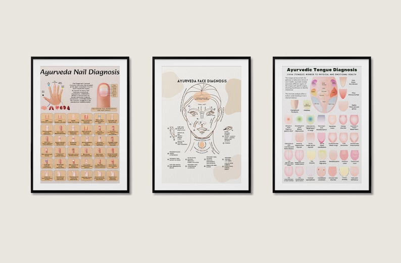 Ayurveda Face Diagnosis Poster and Book Insert, Colored Ayurveda Face
