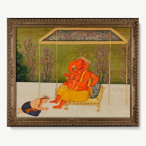 Seltene Vintage Lord Ganesha Gemälde, Elefantengott, Ganesha Art, Hindu Gott Poster, religiöse Kunst, Yoga Art, digitale Kunst, sofortdownload