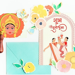 Durga Puja Greeting Card, Durga Pooja Gifts, Navratri decoration, Indian Festival, Navrati  Postcard, Durga Pooja 2023 2024, Gift for Indian