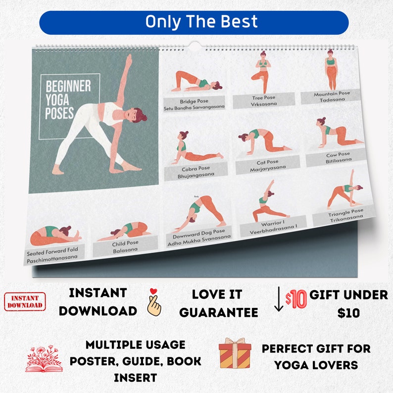 Beginner Yoga Routine Printable, Yoga Poses Poster, Yoga Wall Art, Yoga ...