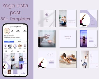 Yoga instagram postsjabloon in lavendelpaars | Canva-sjabloon